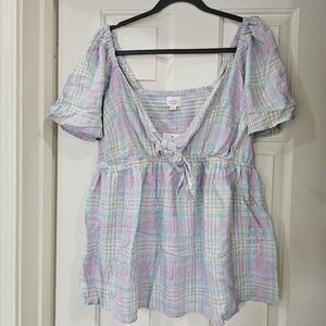 NWT Isabel Maternity Plaid Tie-Front Blouse – XXL